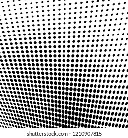 Abstract halftone texture. Chaotic pattern of black dots on white background. Futuristic grunge surface