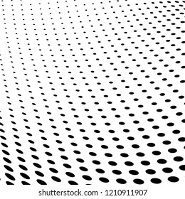 Abstract halftone texture. Chaotic pattern of black dots on white background. Futuristic grunge surface