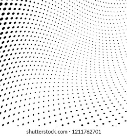 Abstract halftone texture. Chaotic pattern of black dots on white background. Futuristic grunge surface