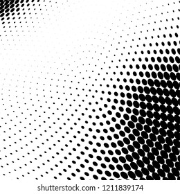 Abstract halftone texture. Chaotic pattern of black dots on white background. Futuristic grunge surface