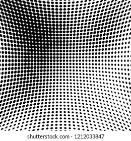 Abstract halftone texture. Chaotic pattern of black dots on white background. Futuristic grunge surface