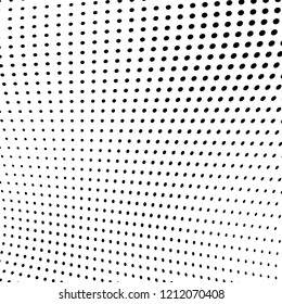 Abstract halftone texture. Chaotic pattern of black dots on white background. Futuristic grunge surface