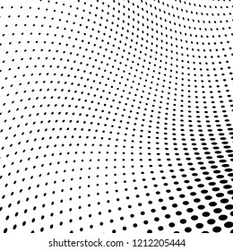 Abstract halftone texture. Chaotic pattern of black dots on white background. Futuristic grunge surface