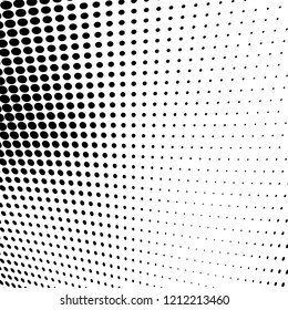 Abstract halftone texture. Chaotic pattern of black dots on white background. Futuristic grunge surface