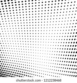 Abstract halftone texture. Chaotic pattern of black dots on white background. Futuristic grunge surface