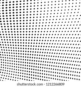 Abstract halftone texture. Chaotic pattern of black dots on white background. Futuristic grunge surface
