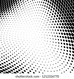 Abstract halftone texture. Chaotic pattern of black dots on white background. Futuristic grunge surface