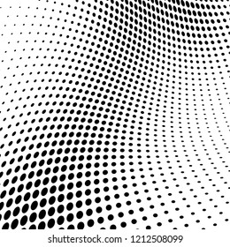 Abstract halftone texture. Chaotic pattern of black dots on white background. Futuristic grunge surface