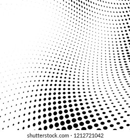 Abstract halftone texture. Chaotic pattern of black dots on white background. Futuristic grunge surface