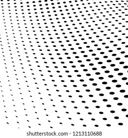 Abstract halftone texture. Chaotic pattern of black dots on white background. Futuristic grunge surface