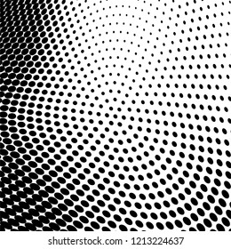 Abstract halftone texture. Chaotic pattern of black dots on white background. Futuristic grunge surface