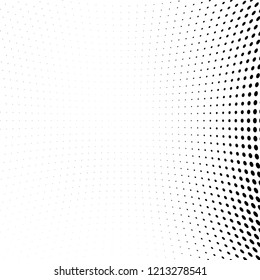 Abstract halftone texture. Chaotic pattern of black dots on white background. Futuristic grunge surface