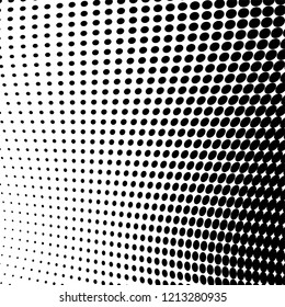 Abstract halftone texture. Chaotic pattern of black dots on white background. Futuristic grunge surface