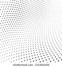 Abstract halftone texture. Chaotic pattern of black dots on white background. Futuristic grunge surface