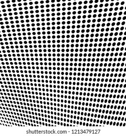 Abstract halftone texture. Chaotic pattern of black dots on white background. Futuristic grunge surface
