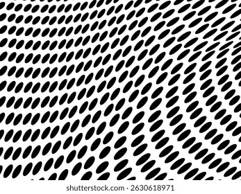 Abstract halftone texture. Chaotic pattern of black dots on a white background. Futuristic grunge surface. White and black background.