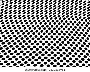 Abstract halftone texture. Chaotic pattern of black dots on a white background. Futuristic grunge surface. White and black background.