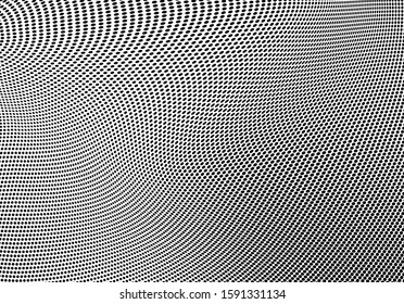 Abstract halftone texture. Chaotic wave pattern of dots. Ink drops on white background