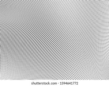Abstract halftone texture. Chaotic wave pattern of dots. Ink drops on white background