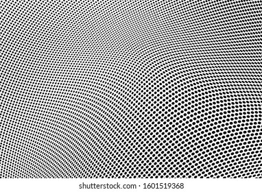 Abstract halftone texture. Chaotic wave pattern of dots. Ink drops on white background