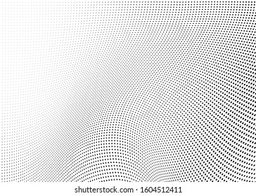 Abstract halftone texture. Chaotic wave pattern of dots. Ink drops on white background