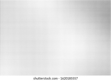 Abstract halftone texture. Chaotic wave pattern of dots. Ink drops on white background