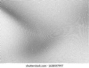 Abstract halftone texture. Chaotic wave pattern of dots. Ink drops on white background