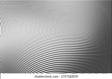 Abstract halftone texture. Chaotic wave pattern of dots. Ink drops on white background