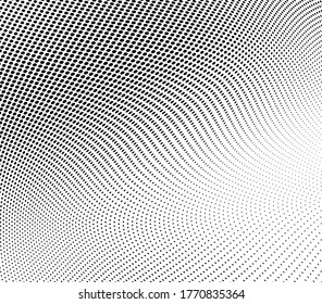 Textura abstracta de medio tono. Patrón caótico de ondas de puntos. Caídas de tinta sobre fondo blanco