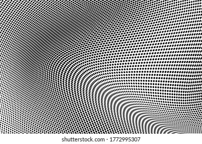 Textura abstracta de medio tono. Patrón caótico de ondas de puntos. Caídas de tinta sobre fondo blanco