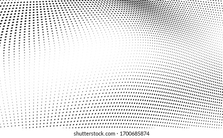 Abstract halftone texture. Chaotic waves of black dots on a white background