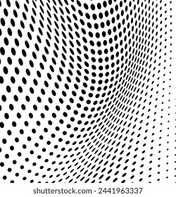Textura abstracta de semitonos. Ondas caóticas de puntos negros sobre un fondo blanco