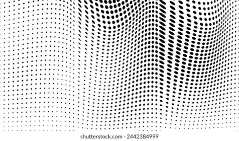 Textura abstracta de semitonos. Ondas caóticas de puntos negros sobre un fondo blanco