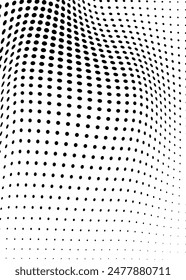 Abstract halftone texture. Chaotic waves of black dots on a white background