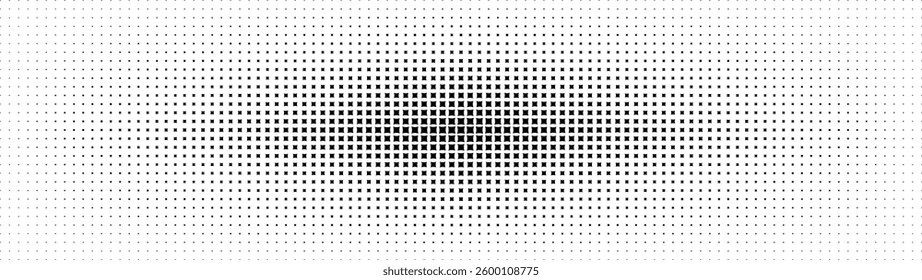 Abstract halftone texture with dispersed black stars on a white background. Geometric pixel pattern for presentation design or banners.