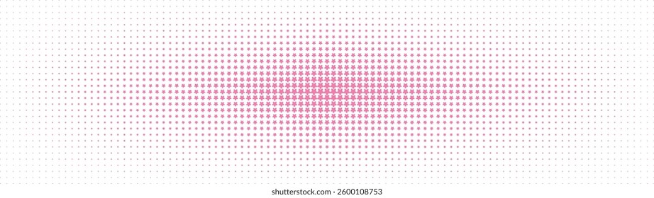 Abstract halftone texture with dispersed pink stars on a white background. Geometric pixel pattern for presentation design or banners