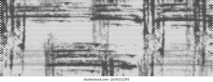 Abstrakte Rastertextur. Grunge Hintergrund von schwarz-weiß im Stil der Untertöne. Textur Halbtondruck des Designs

