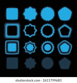 Abstract Halftone Texture with Icon Pattern Frame Shape Sticker Decorate Concept