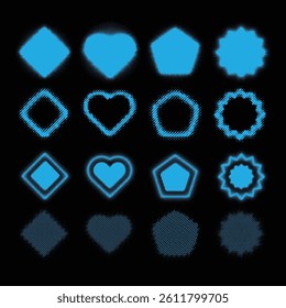 Abstract Halftone Texture with Icon Pattern Frame Shape Sticker Decorate Concept