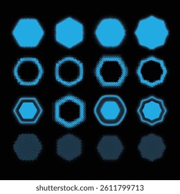Abstract Halftone Texture with Icon Pattern Frame Shape Sticker Decorate Concept