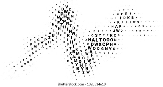 Abstract halftone texture with letters. Vector. Modern background for posters, websites, web pages, business cards, postcards, interior design. Punk, pop, grunge in vintage style. Minimalism. 