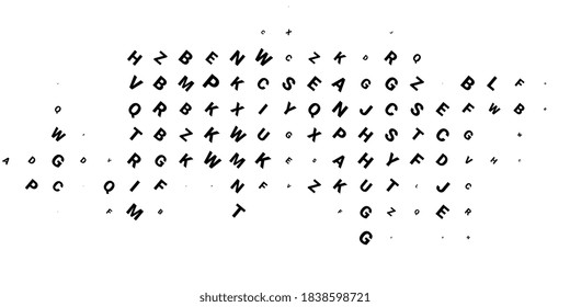 Abstract halftone texture with letters. Vector. Modern background for posters, websites, web pages, business cards, postcards, interior design. Punk, pop, grunge in vintage style. Minimalism. 