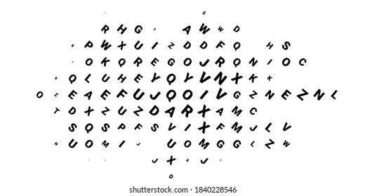 Abstract halftone texture with letters. Vector. Modern background for posters, websites, web pages, business cards, postcards, interior design. Punk, pop, grunge in vintage style. Minimalism. 