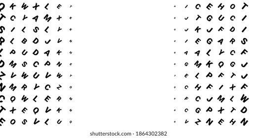 Abstract halftone texture with letters. Vector. Modern background for posters, websites, web pages, business cards, postcards, interior design. Punk, pop, grunge in vintage style. Minimalism. 