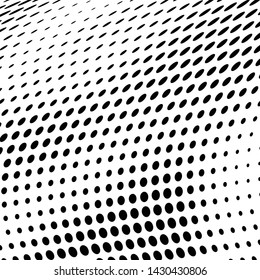 Abstract halftone texture monochrome vector chaotic wave dots on white background