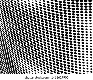 Abstract halftone texture monochrome vector chaotic wave dots on white background
