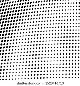 Abstract halftone texture monochrome vector chaotic wave dots on white background