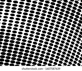 Abstract halftone texture monochrome vector chaotic wave dots on white background