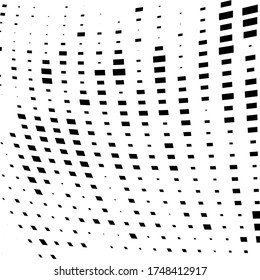 Abstrakte Halbtontextur ist einfarbig. Vektorhintergrund, schwarze Quadrate auf weißem Hintergrund