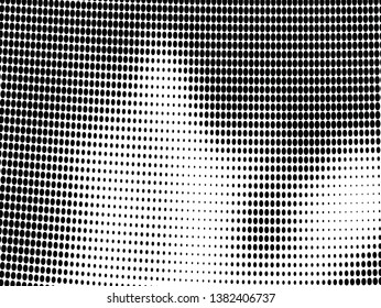 Abstract halftone texture. Monochrome wave vector pattern. Black and white vintage pop blank for printing